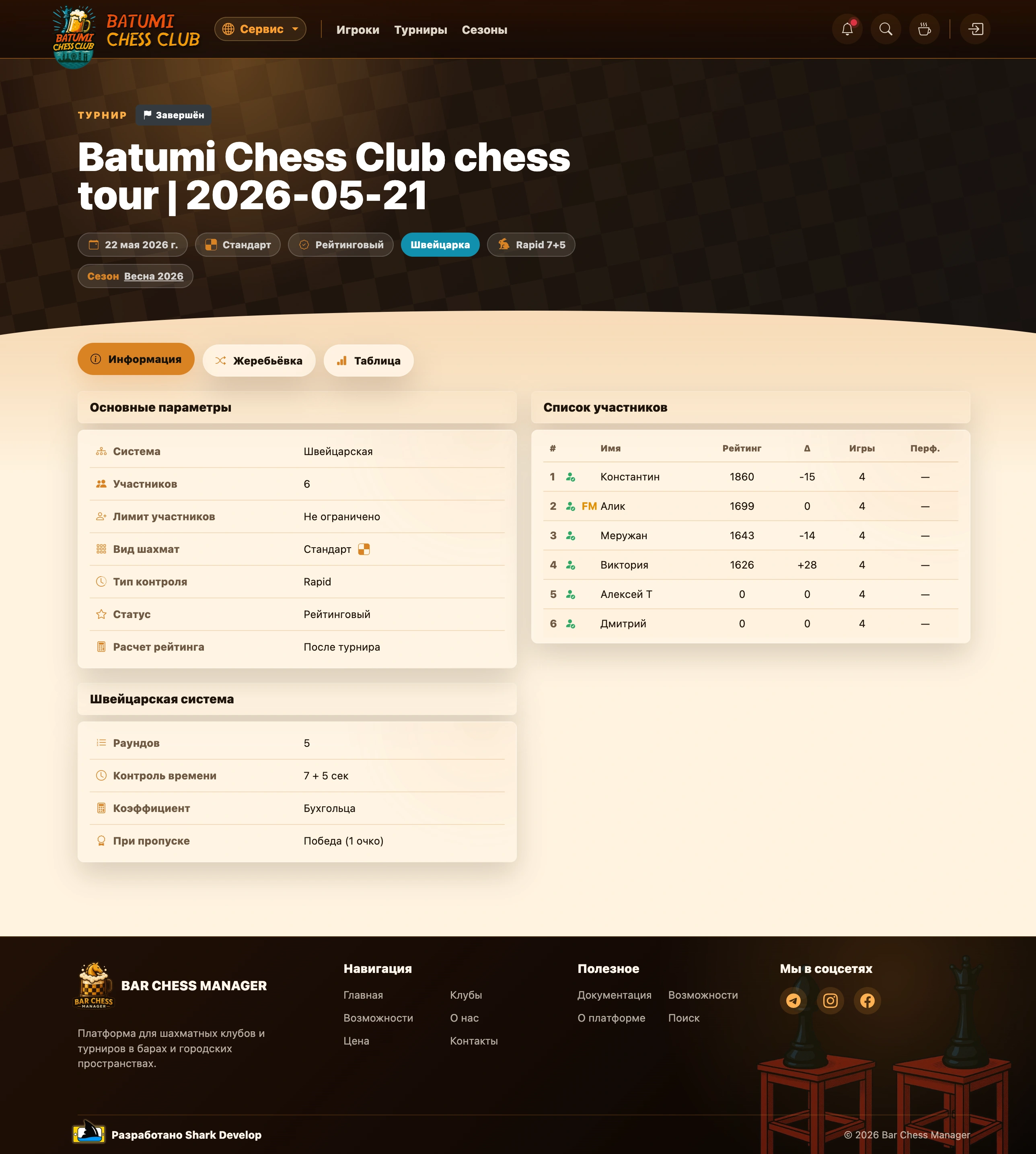 Пивная или кофейная тема Bar Chess Manager